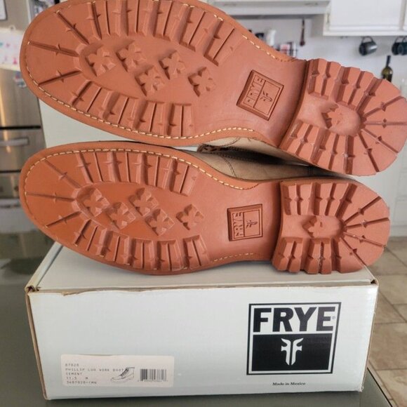 Frye Phillip Lug Workboot 87828 Mens Cement Leather Lace Up Boots - Picture 3 of 3